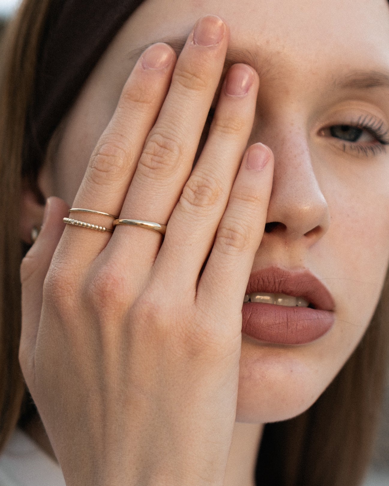 Solid Gold Beaded Stackable Ring With Diamond Jewelry MUSE Of Her solid-gold-beaded-stackable-ring-with-diamond-jewelry-muse-of-her