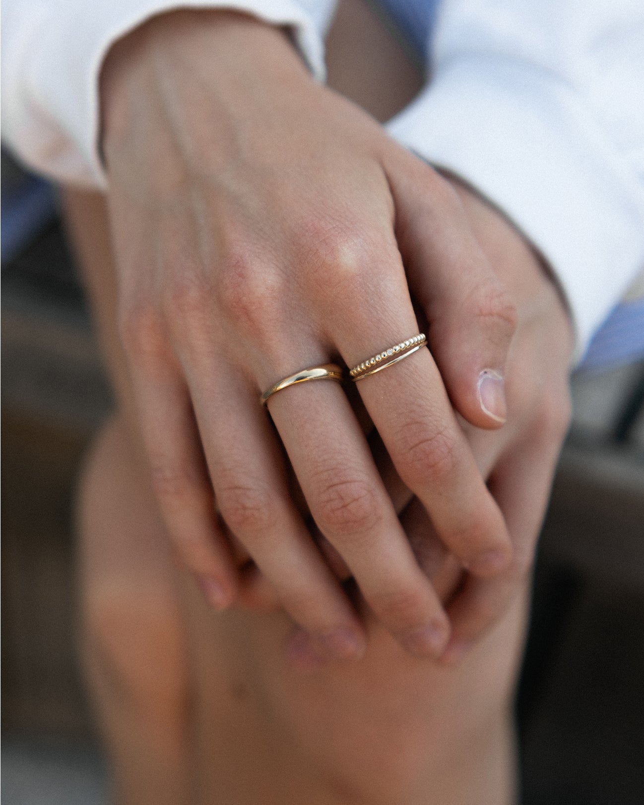 Solid Gold Beaded Stackable Ring With Diamond Jewelry MUSE Of Her solid-gold-beaded-stackable-ring-with-diamond-jewelry-muse-of-her