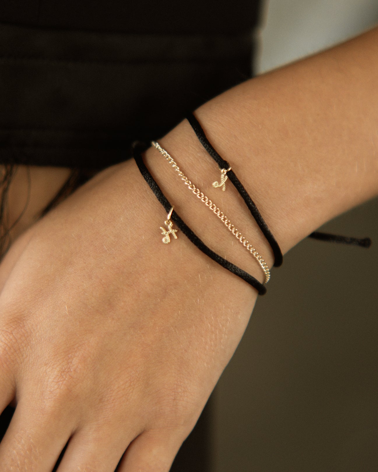 Cord Silk Bracelet with Diamond Charm