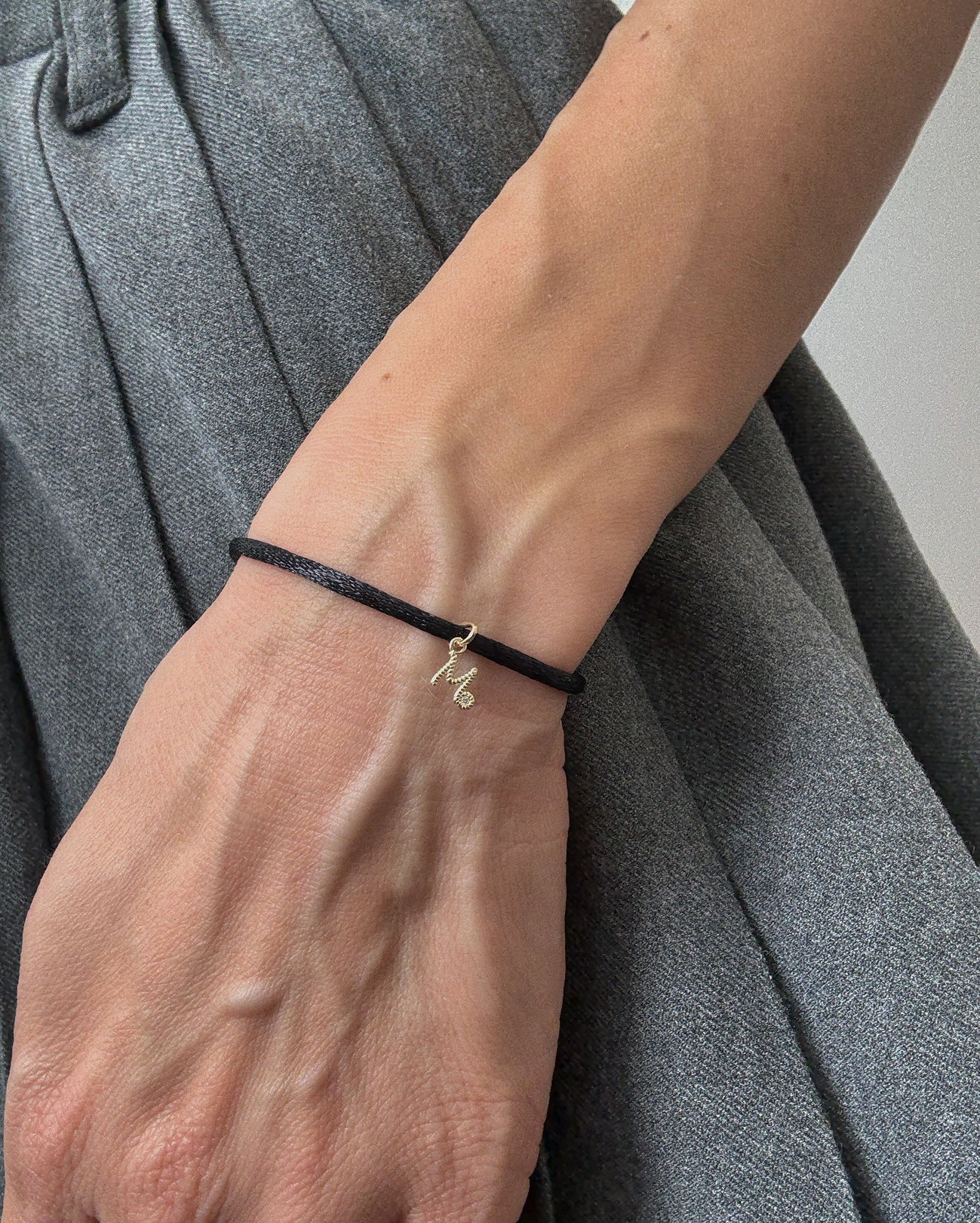 Cord Silk Bracelet with Diamond Charm