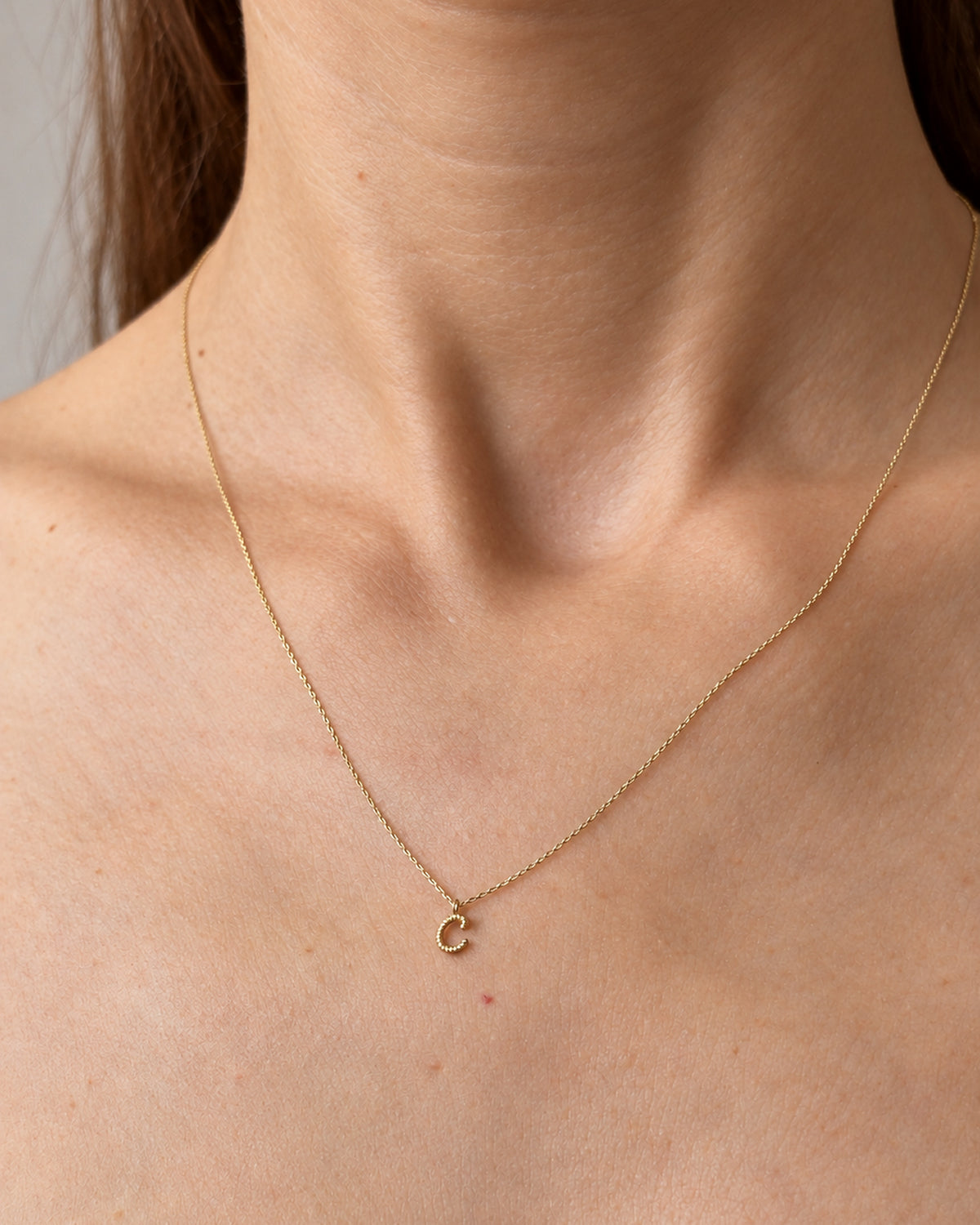 Solid Gold Letter C Necklace