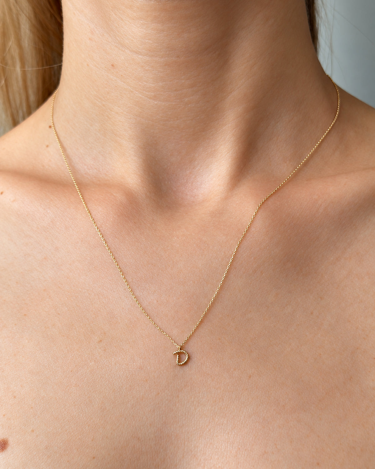 Solid Gold Letter D Necklace