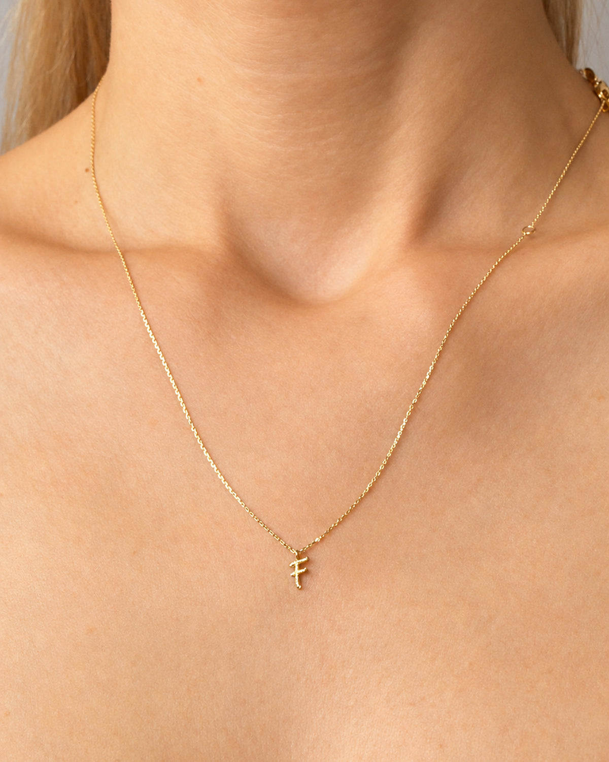 Solid Gold Letter F Necklace