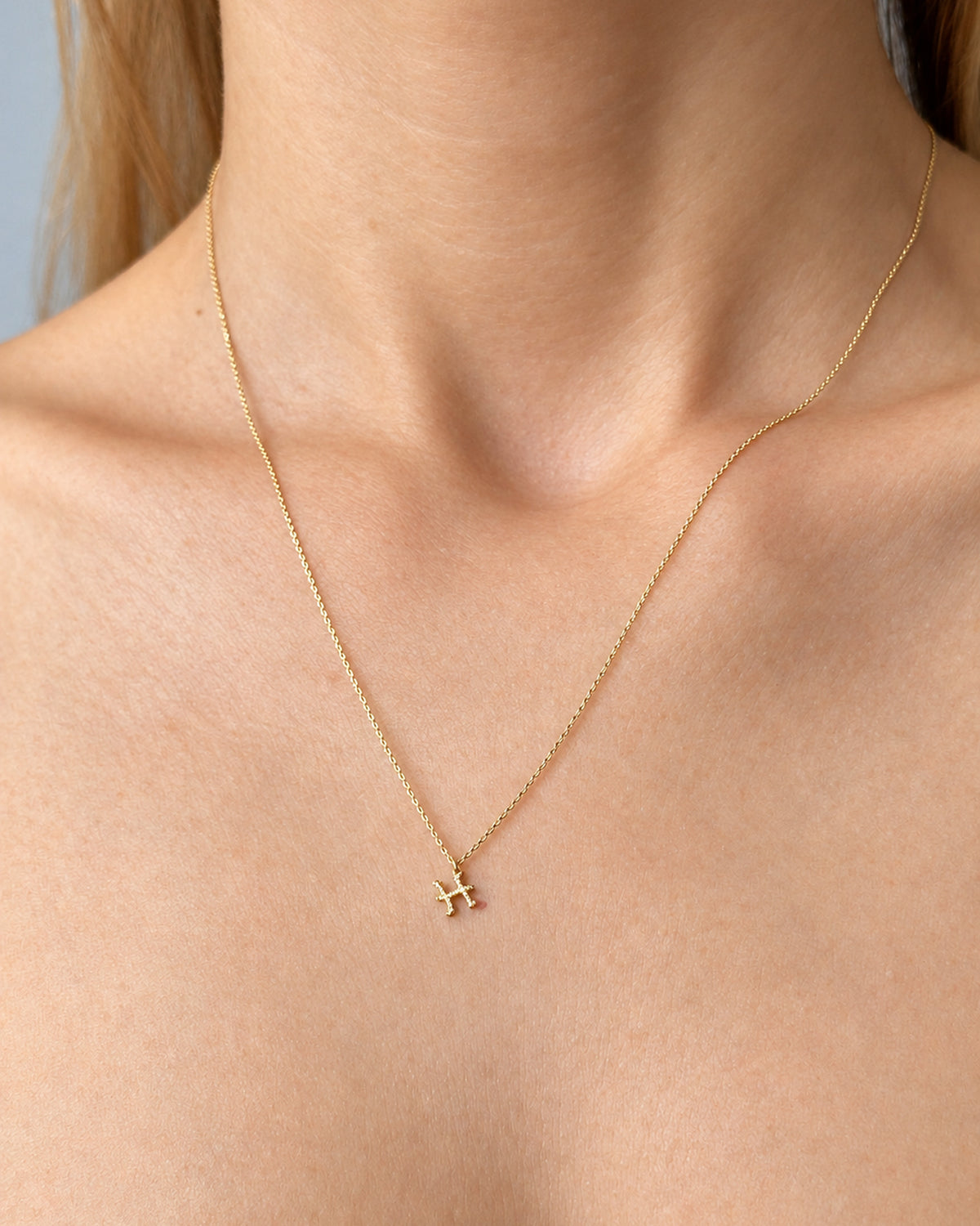Solid Gold Letter H Necklace