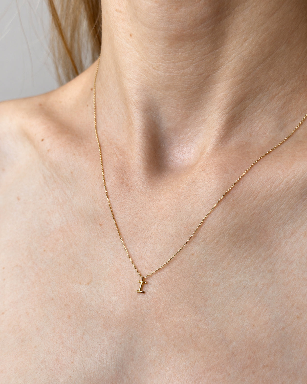 Solid Gold Letter I Necklace