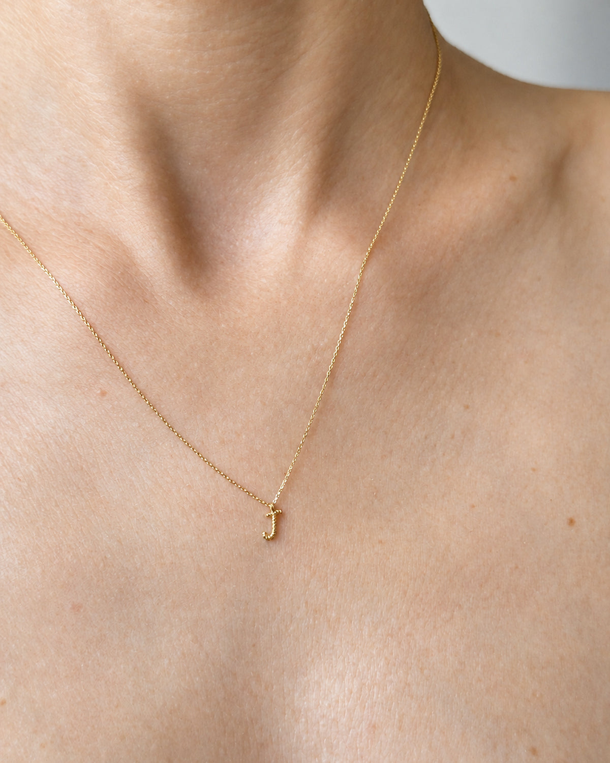 Solid Gold Letter J Necklace