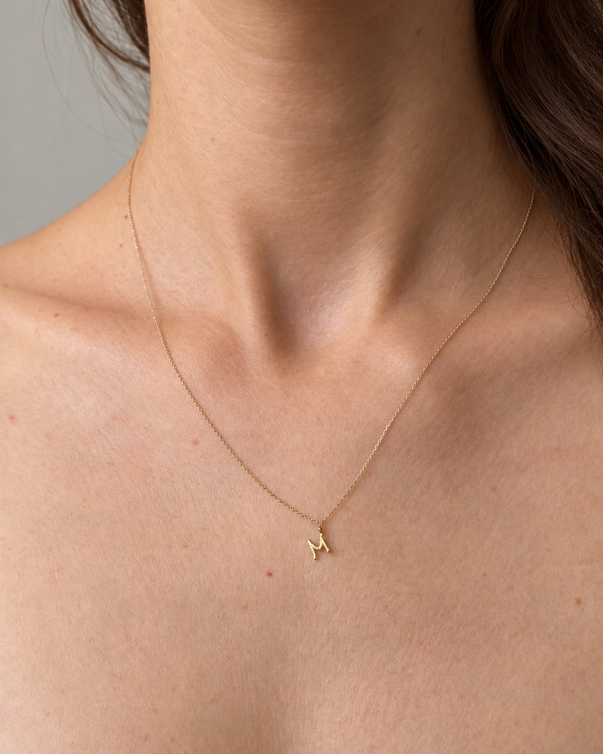 Solid Gold Letter M Necklace
