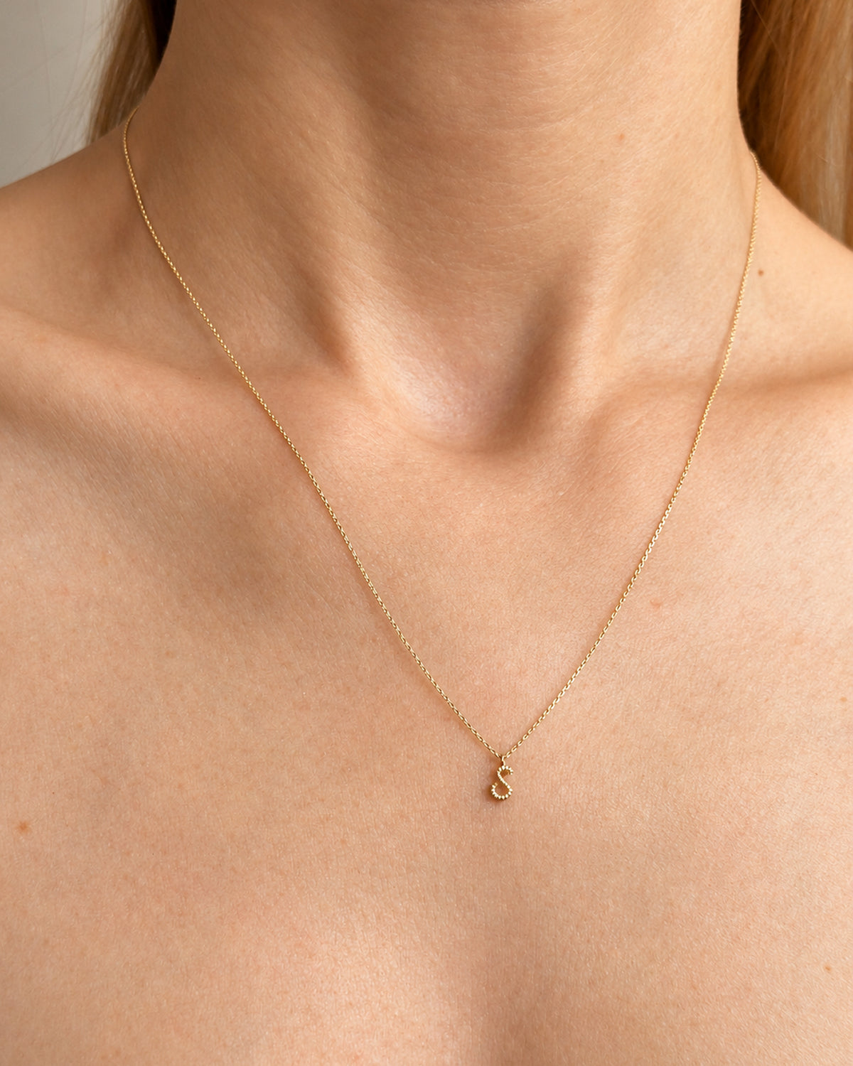 Solid Gold Letter S Necklace