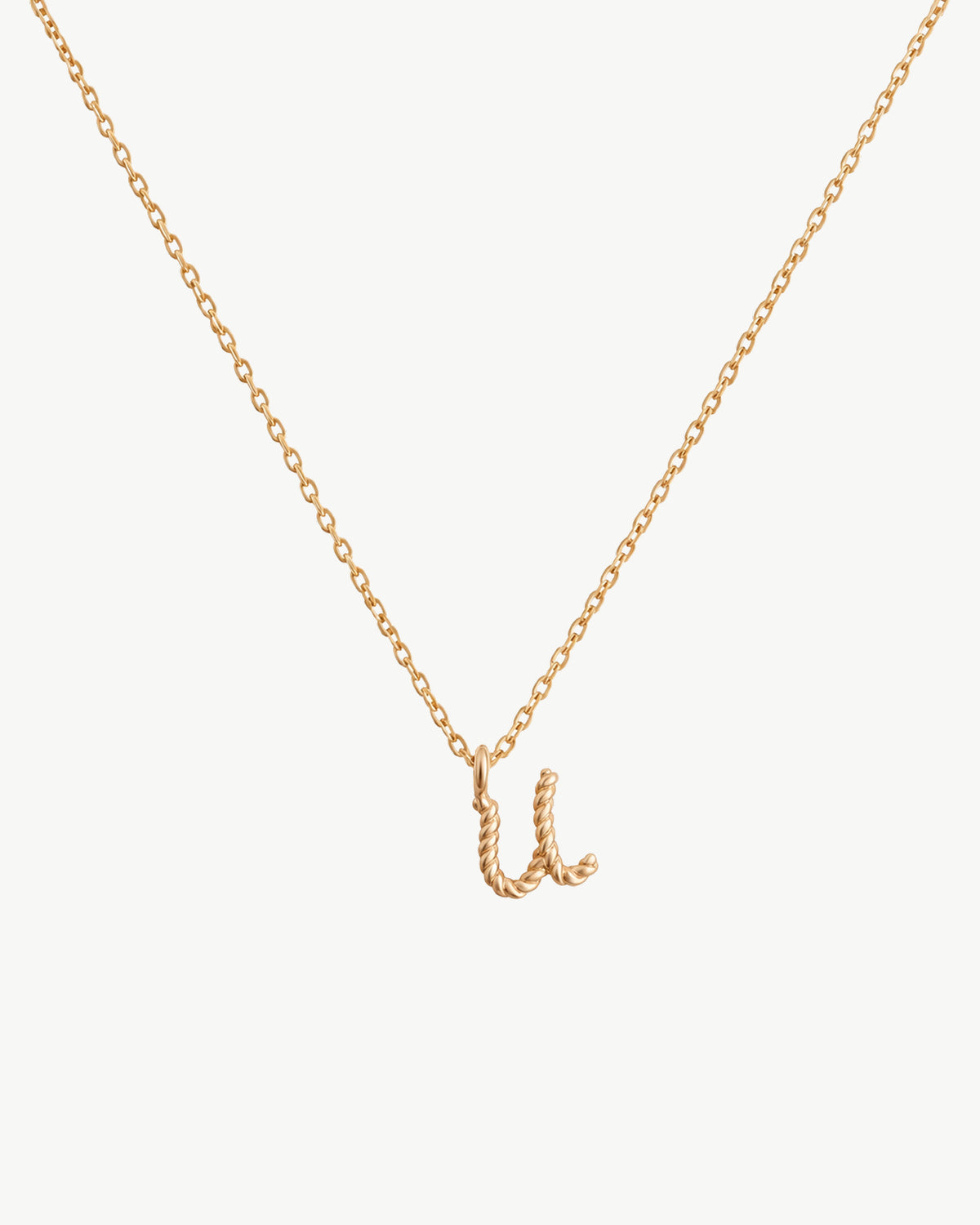 Solid Gold Letter U Necklace