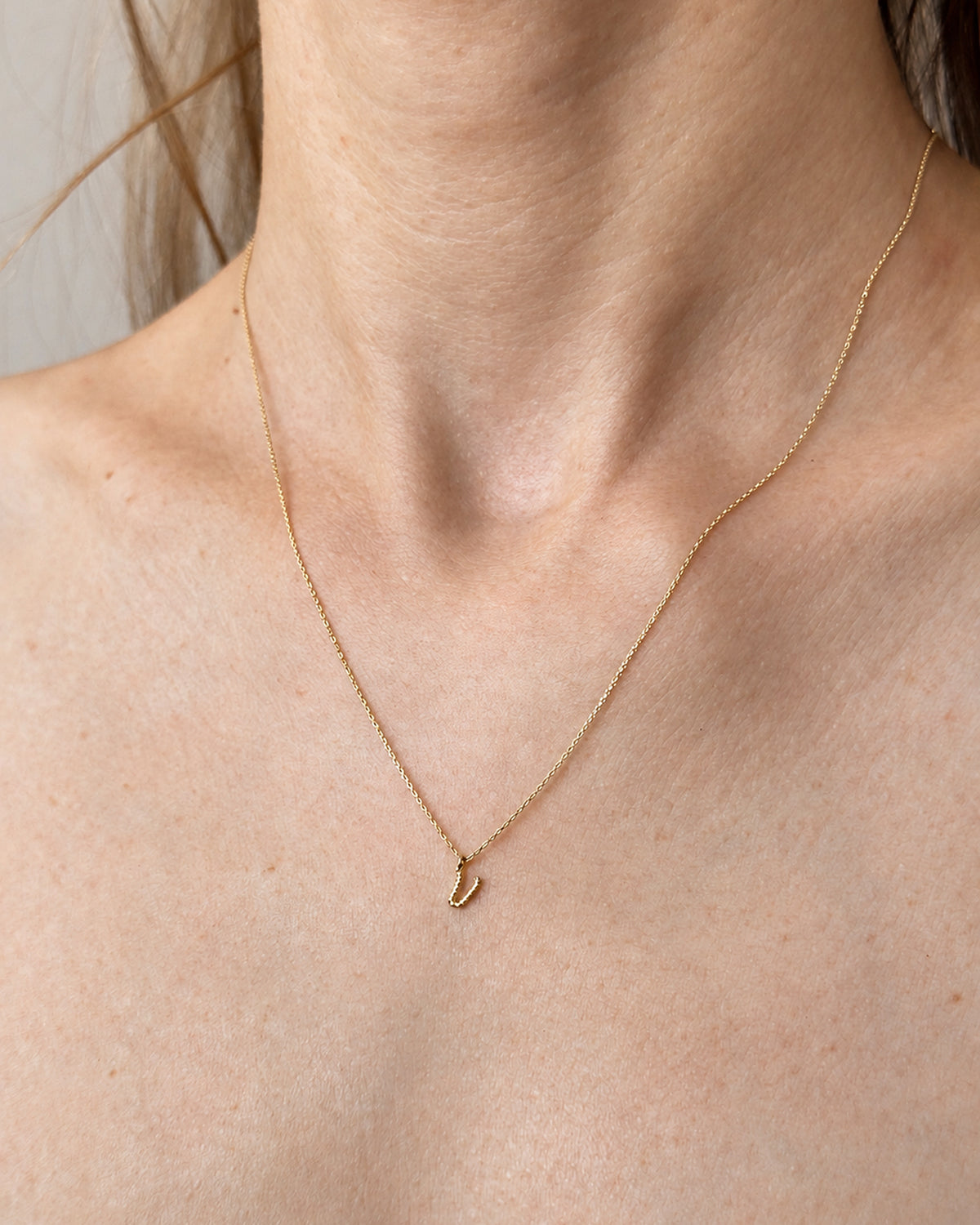 Solid Gold Letter V Necklace