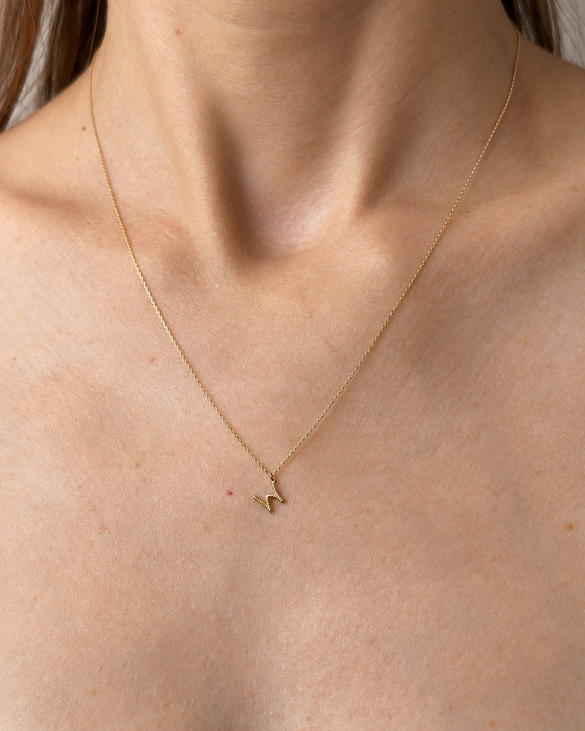 Solid Gold Letter W Necklace