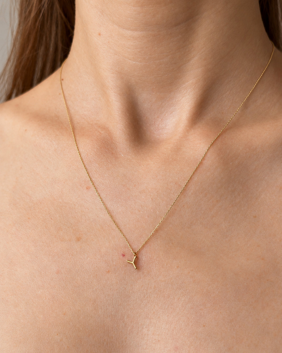 Solid Gold Letter Y Necklace