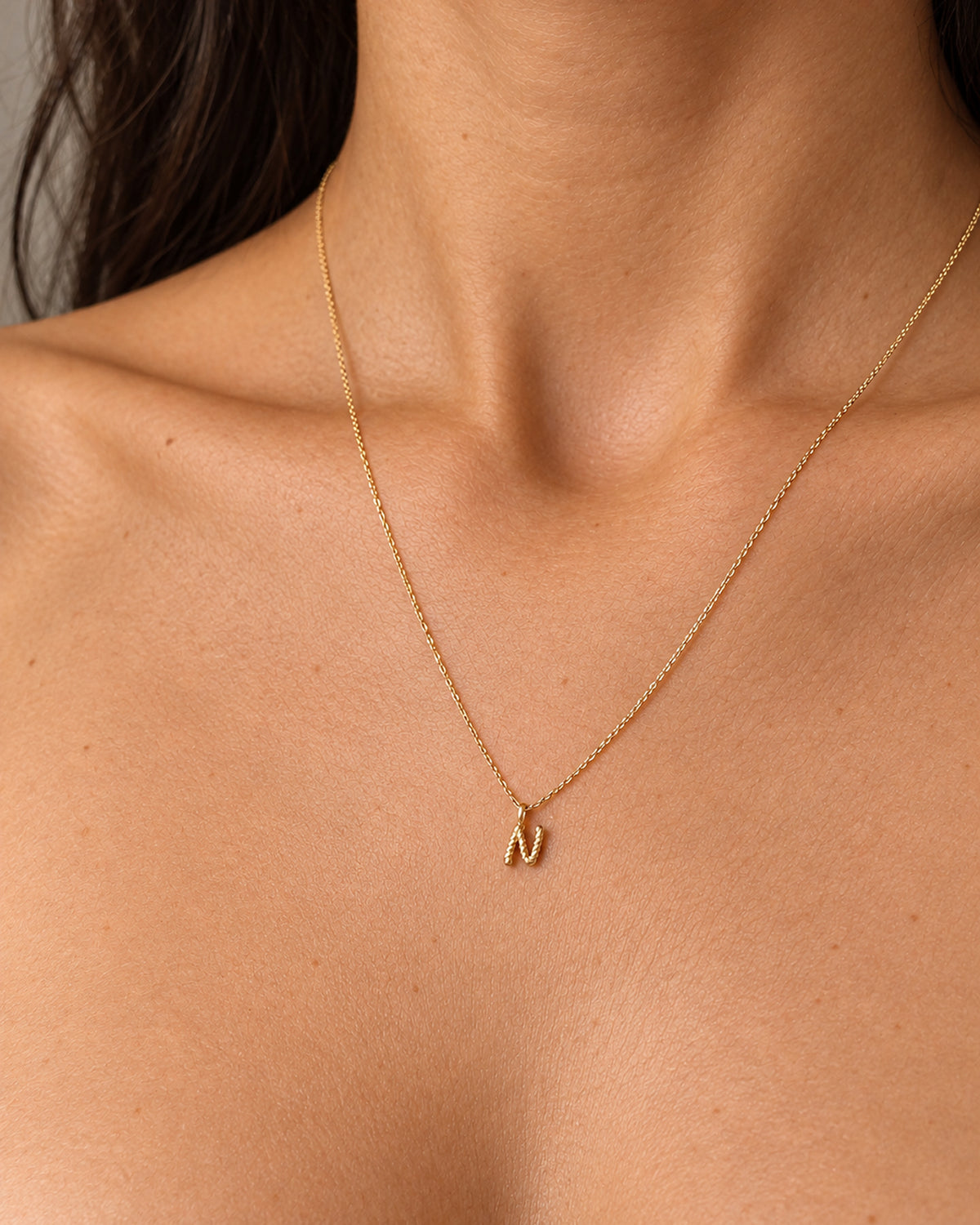 Solid Gold Letter N Necklace