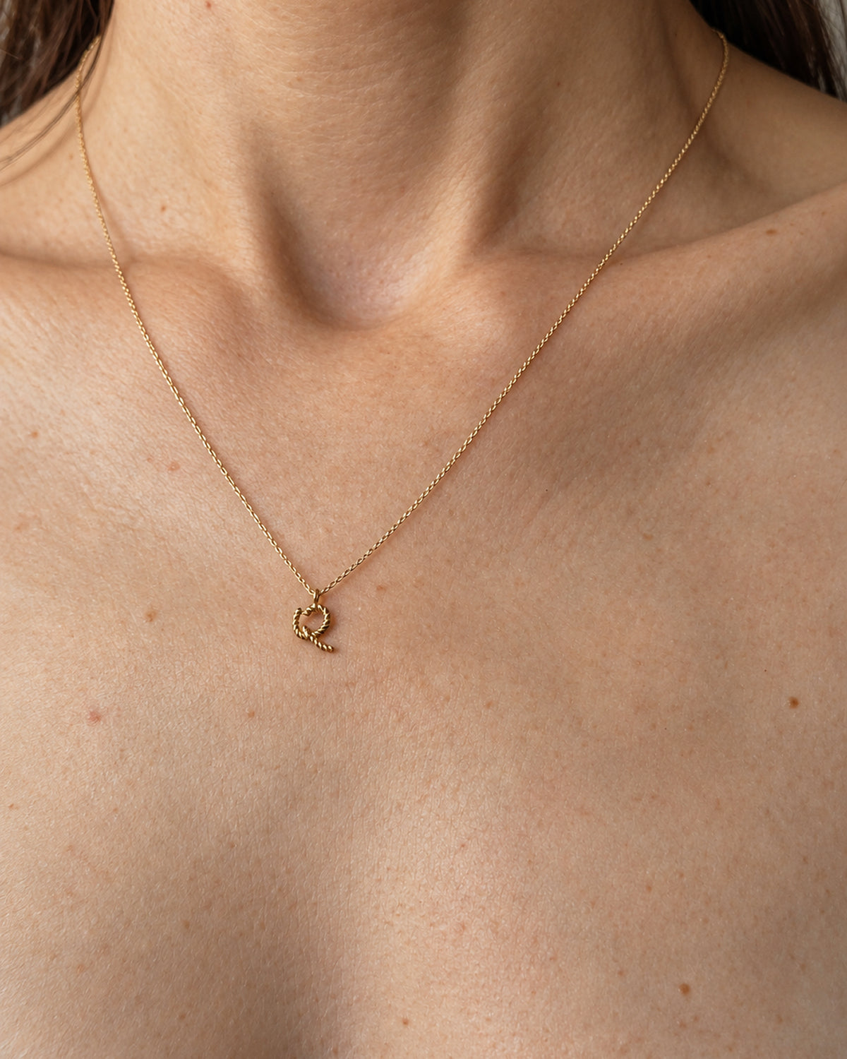 Solid Gold Letter Q Necklace