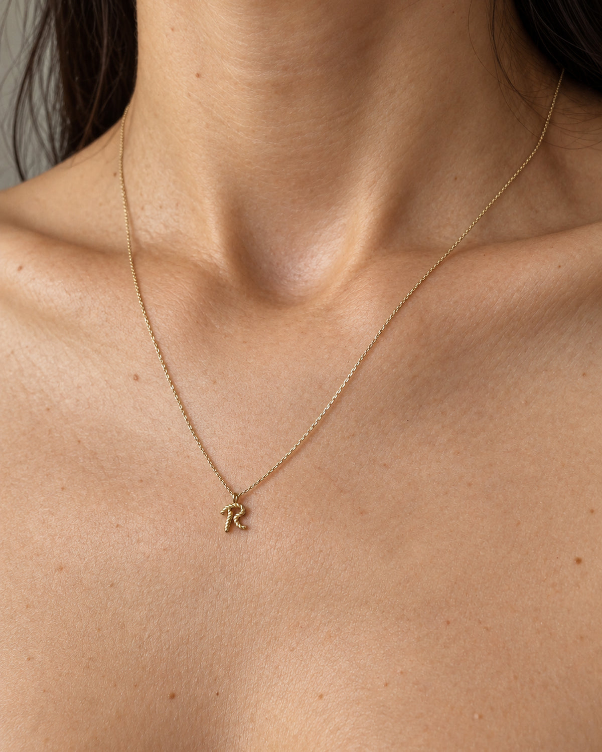 Solid Gold Letter R Necklace